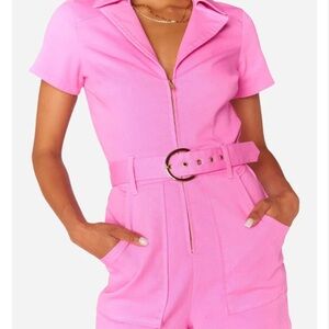 Show Me Your Mumu Outlaw Romper in Bubblegum Pink Denim